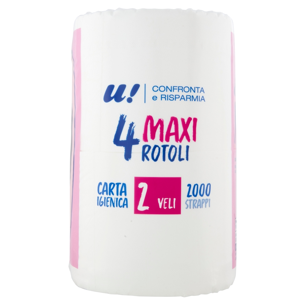 4 Maxi Rotoli Carta Igienica 2 Veli U! Confronta e Risparmia